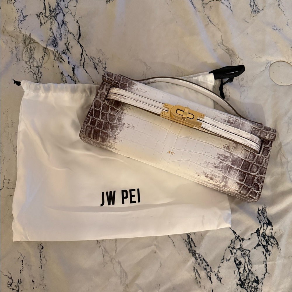 JW PEI Two-Tone Crocodile Embossed Clutch